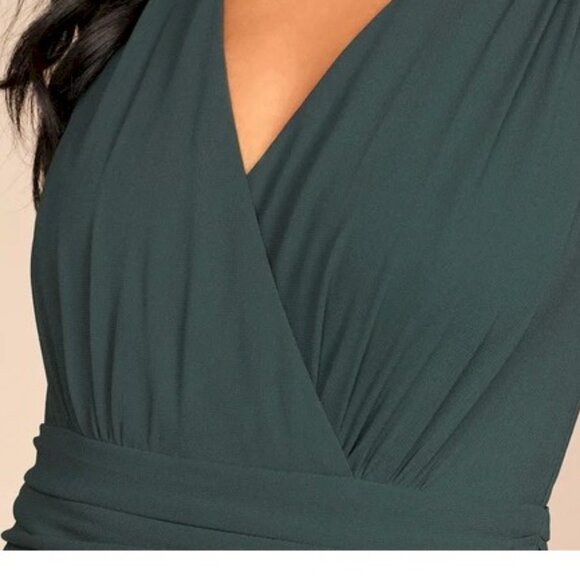 Lulus Thoughts of Hue Emerald Green Surplice Maxi Dress Medium New with tags NWT - Picture 6 of 11